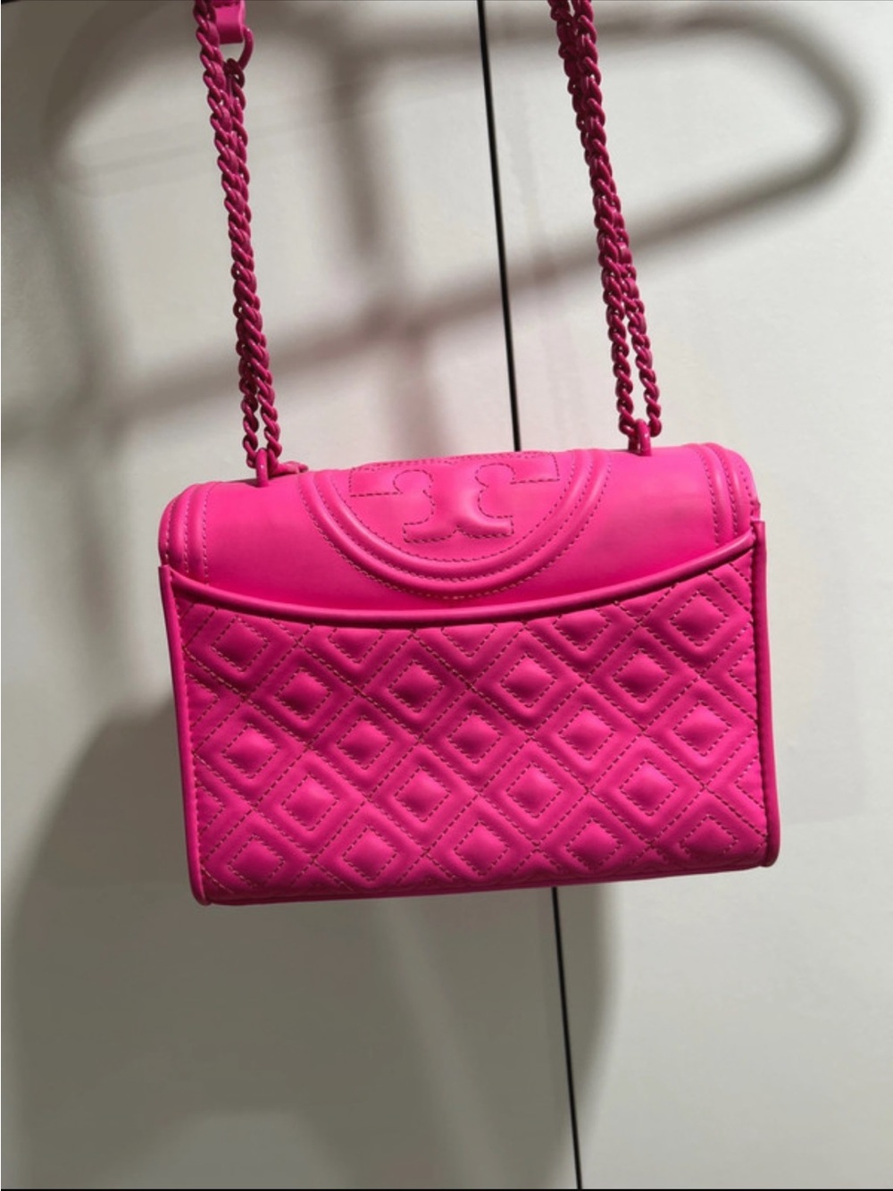 Tory Burch Hot Pink Quilted Chain Crossbody